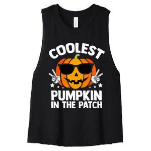 Coolest Pumpkin In The Patch Halloween Girls Women's Racerback Cropped Tank