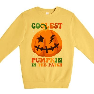 Coolest Pumpkin In The Patch Groovy Happy Halloween Cool Gift Premium Crewneck Sweatshirt