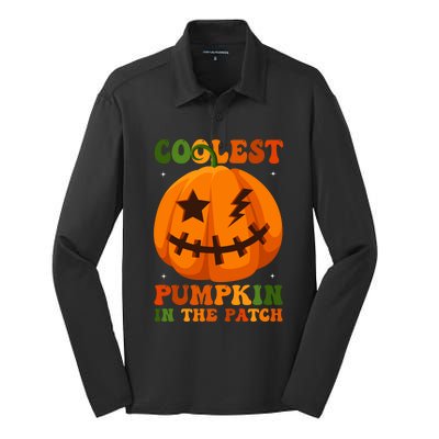 Coolest Pumpkin In The Patch Groovy Happy Halloween Cool Gift Silk Touch Performance Long Sleeve Polo