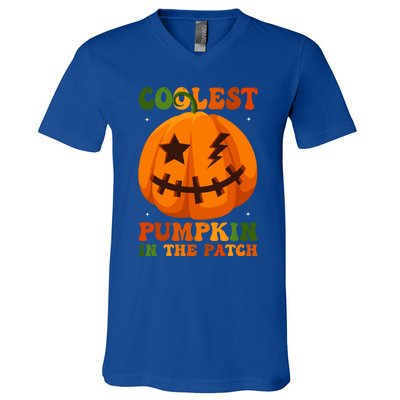 Coolest Pumpkin In The Patch Groovy Happy Halloween Cool Gift V-Neck T-Shirt