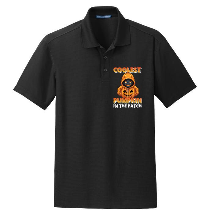 Coolest Pumpkin In The Patch Halloween Kids Design Dry Zone Grid Polo