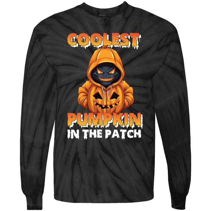 Coolest Pumpkin In The Patch Halloween Kids Design Tie-Dye Long Sleeve Shirt