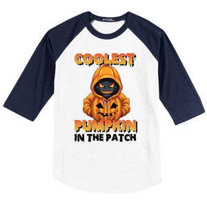 Coolest Pumpkin In The Patch Halloween Kids Design Baseball Sleeve Shirt