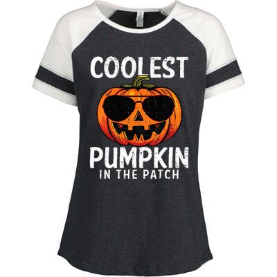 Coolest Pumpkin In The Patch Halloween Enza Ladies Jersey Colorblock Tee