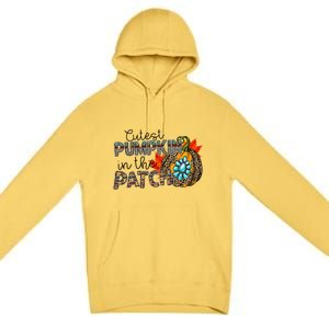 Cutest Pumpkin In The Patch Leopard Pumpkin Thanksgiving Cool Gift Premium Pullover Hoodie