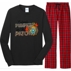 Cutest Pumpkin In The Patch Leopard Pumpkin Thanksgiving Cool Gift Long Sleeve Pajama Set