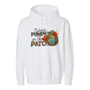 Cutest Pumpkin In The Patch Leopard Pumpkin Thanksgiving Cool Gift Garment-Dyed Fleece Hoodie