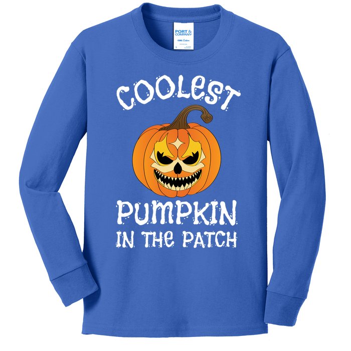 Coolest Pumpkin In The Patch Halloween Fall Design Funny Gift Kids Long Sleeve Shirt