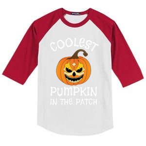 Coolest Pumpkin In The Patch Halloween Fall Design Funny Gift Kids Colorblock Raglan Jersey