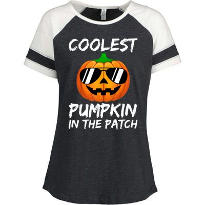 Coolest Pumpkin In The Patch Halloween Pumpkin Enza Ladies Jersey Colorblock Tee