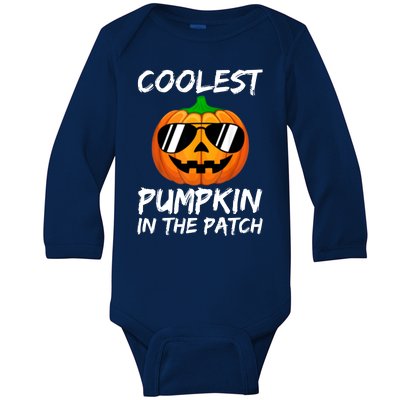 Coolest Pumpkin In The Patch Halloween Pumpkin Baby Long Sleeve Bodysuit