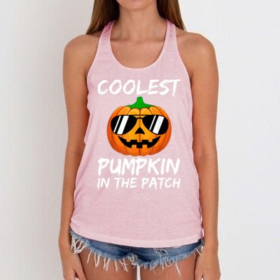 Coolest Pumpkin In The Patch Halloween Pumpkin Women's Knotted Racerback Tank