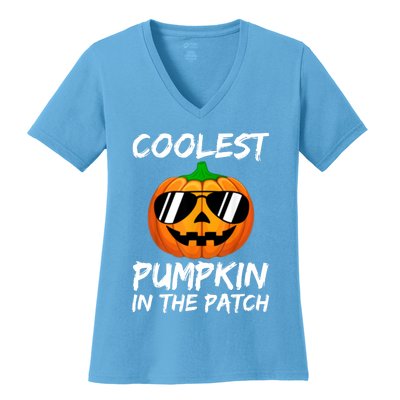 Coolest Pumpkin In The Patch Halloween Pumpkin Women's V-Neck T-Shirt