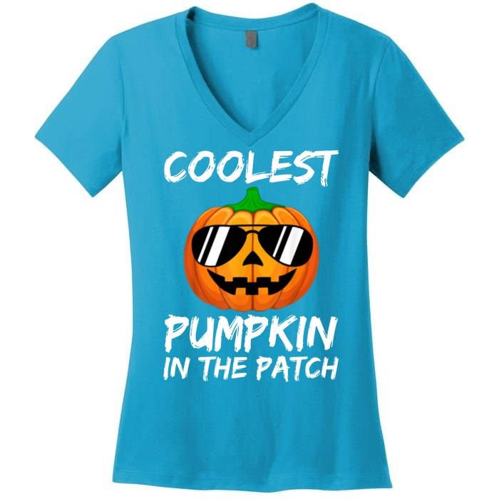 Coolest Pumpkin In The Patch Halloween Pumpkin Women's V-Neck T-Shirt