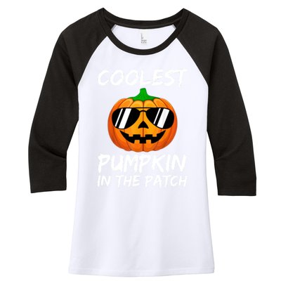 Coolest Pumpkin In The Patch Halloween Pumpkin Women's Tri-Blend 3/4-Sleeve Raglan Shirt