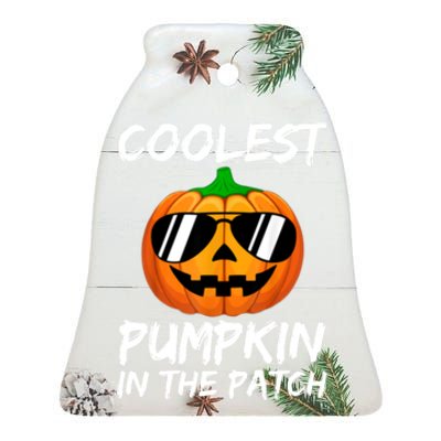 Coolest Pumpkin In The Patch Halloween Pumpkin Ceramic Bell Ornament