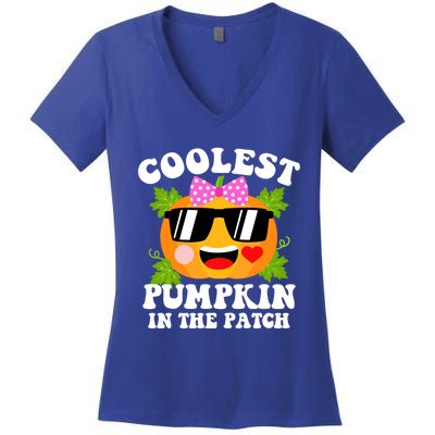 Coolest Pumpkin In The Patch Gift Funny Halloween Costume Gift Women's V-Neck T-Shirt