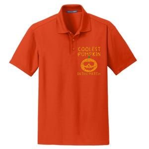 Coolest Pumpkin In The Patch Funny Halloweens Dry Zone Grid Polo