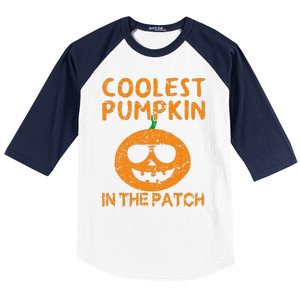 Coolest Pumpkin In The Patch Funny Halloweens Baseball Sleeve Shirt