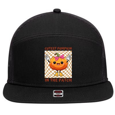 Cutest Pumpkin In The Patch Halloween Costume Gift 7 Panel Mesh Trucker Snapback Hat