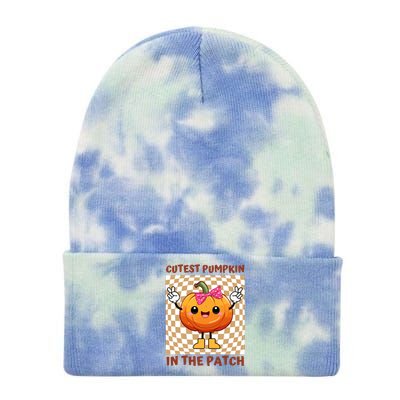 Cutest Pumpkin In The Patch Halloween Costume Gift Tie Dye 12in Knit Beanie