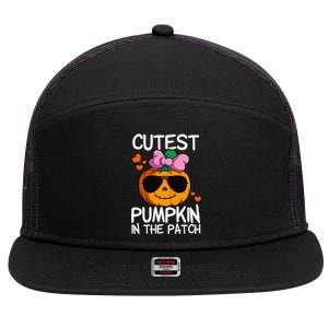 Cutest Pumpkin In The Patch Halloween Pumpkin 7 Panel Mesh Trucker Snapback Hat