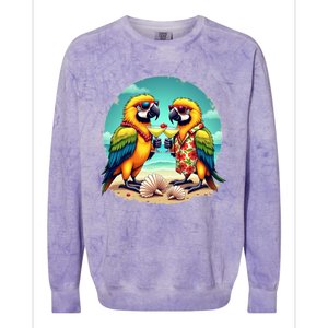 Couple Parrots Ing Margarita On Summer Group Bird Gift Colorblast Crewneck Sweatshirt