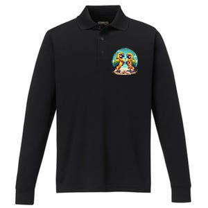 Couple Parrots Ing Margarita On Summer Group Bird Gift Performance Long Sleeve Polo