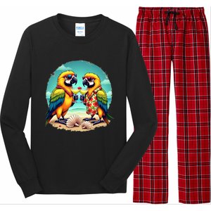 Couple Parrots Ing Margarita On Summer Group Bird Gift Long Sleeve Pajama Set