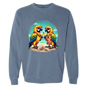 Couple Parrots Ing Margarita On Summer Group Bird Gift Garment-Dyed Sweatshirt