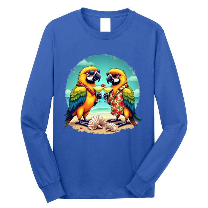 Couple Parrots Ing Margarita On Summer Group Bird Gift Long Sleeve Shirt