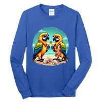 Couple Parrots Ing Margarita On Summer Group Bird Gift Tall Long Sleeve T-Shirt