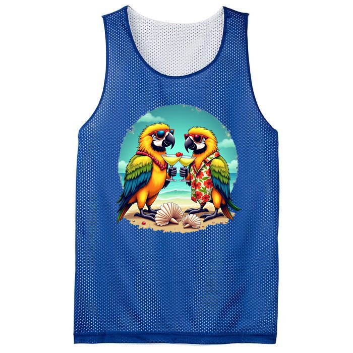 Couple Parrots Ing Margarita On Summer Group Bird Gift Mesh Reversible Basketball Jersey Tank