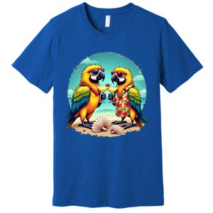 Couple Parrots Ing Margarita On Summer Group Bird Gift Premium T-Shirt