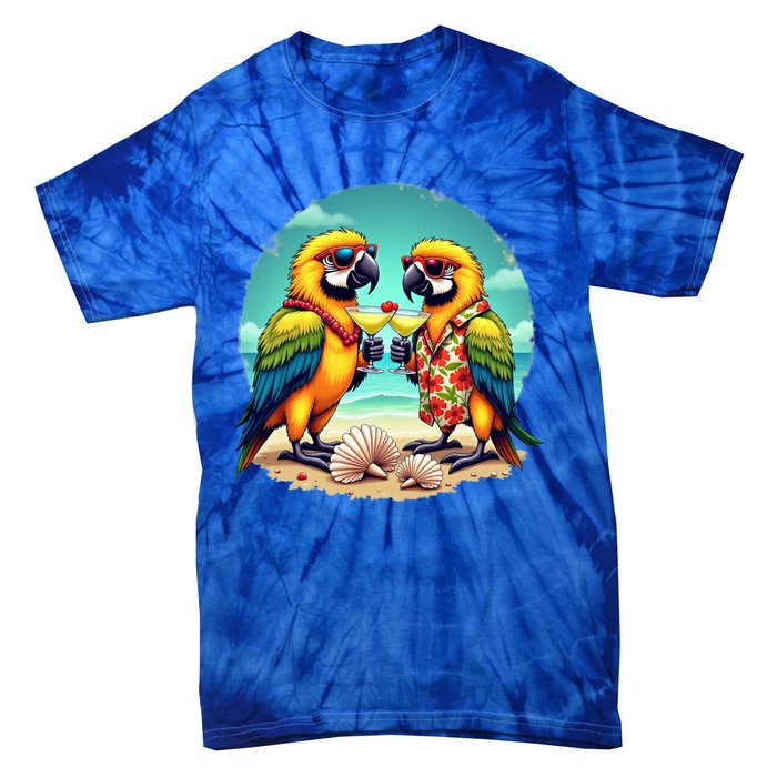 Couple Parrots Ing Margarita On Summer Group Bird Gift Tie-Dye T-Shirt