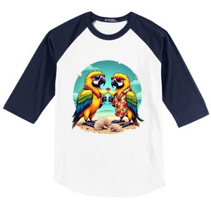 Couple Parrots Ing Margarita On Summer Group Bird Gift Baseball Sleeve Shirt