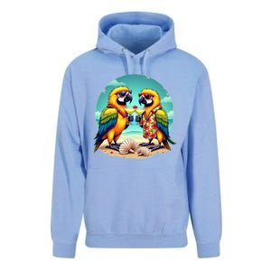 Couple Parrots Ing Margarita On Summer Group Bird Gift Unisex Surf Hoodie