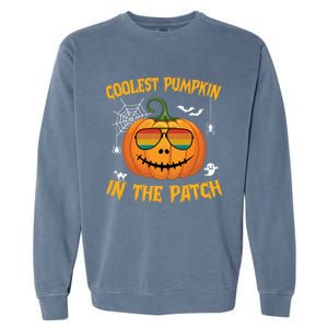 Coolest Pumpkin In The Patch Halloween Pumpkin Sunglasses Gift Garment-Dyed Sweatshirt