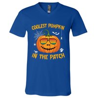 Coolest Pumpkin In The Patch Halloween Pumpkin Sunglasses Gift V-Neck T-Shirt