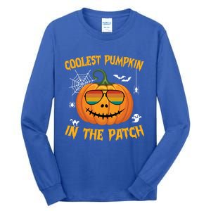 Coolest Pumpkin In The Patch Halloween Pumpkin Sunglasses Gift Tall Long Sleeve T-Shirt