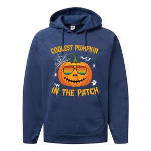 Coolest Pumpkin In The Patch Halloween Pumpkin Sunglasses Gift Performance Fleece Hoodie