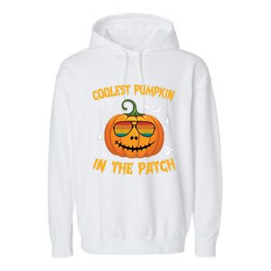 Coolest Pumpkin In The Patch Halloween Pumpkin Sunglasses Gift Garment-Dyed Fleece Hoodie