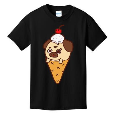 Cute Pug Ice Cream Cone Funny Dog Lovers Gifts Kids T-Shirt