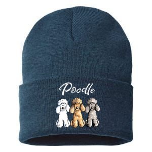 Cute Poodle I Caniche Puppy Dogs Gift Tee Women Girl Sustainable Knit Beanie