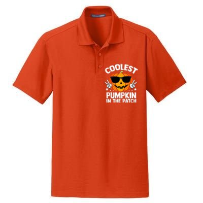 Coolest Pumpkin In The Patch Halloween Dry Zone Grid Polo