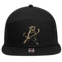 Cat Playing Ice Hockey 7 Panel Mesh Trucker Snapback Hat