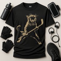 Cat Playing Ice Hockey Cooling Performance Crew T-Shirt