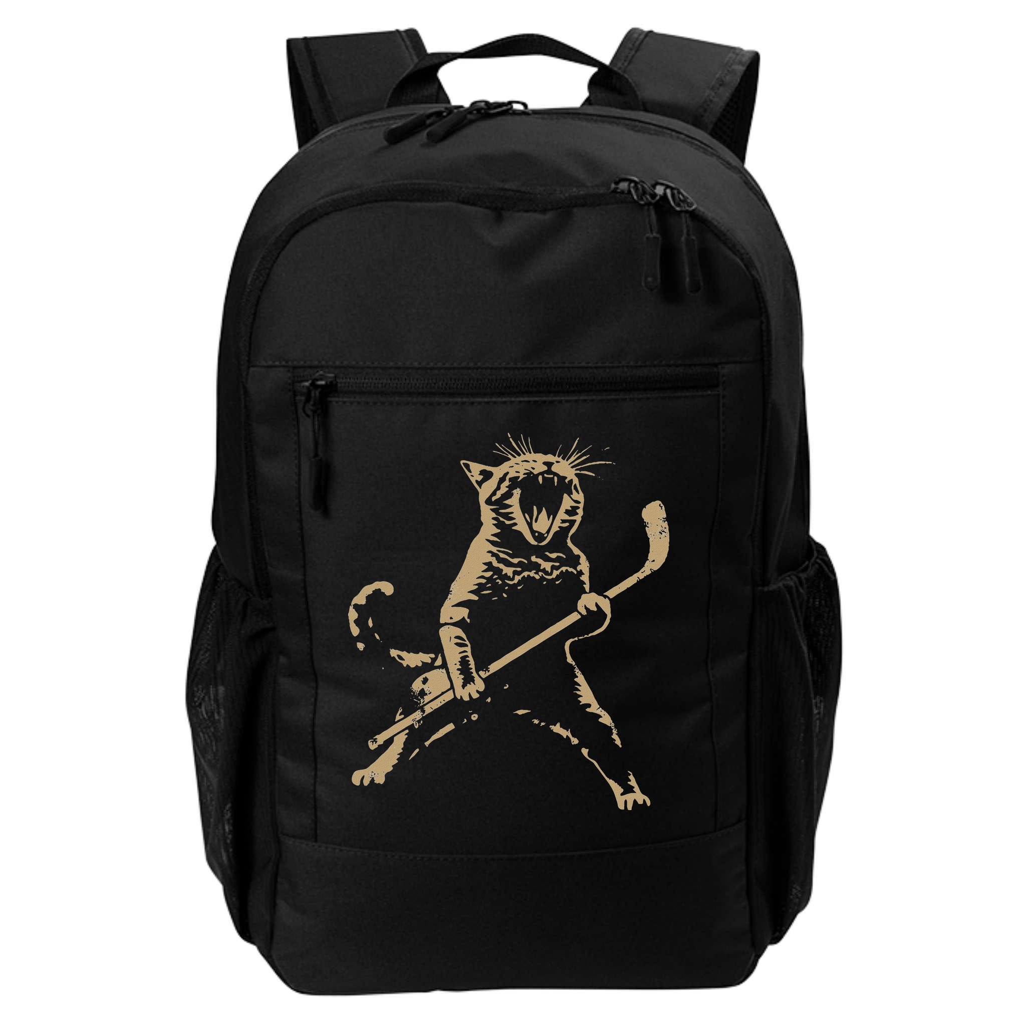 Cat Playing Ice Hockey Backpack
