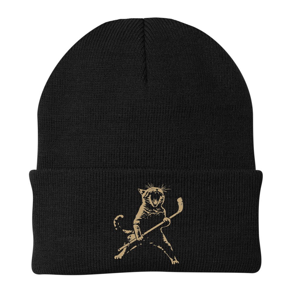 Cat Playing Ice Hockey Beanie
