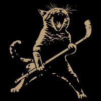 Cat Playing Ice Hockey Drawstring Bag